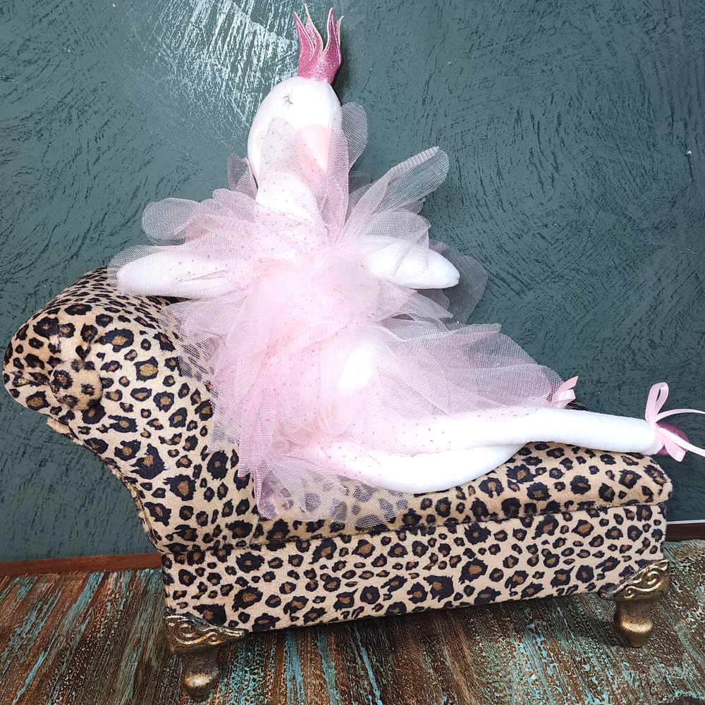 White Ballerina Swan Plush Doll - Pale Pink & Sparkles Tutu - Pink Crown 17"